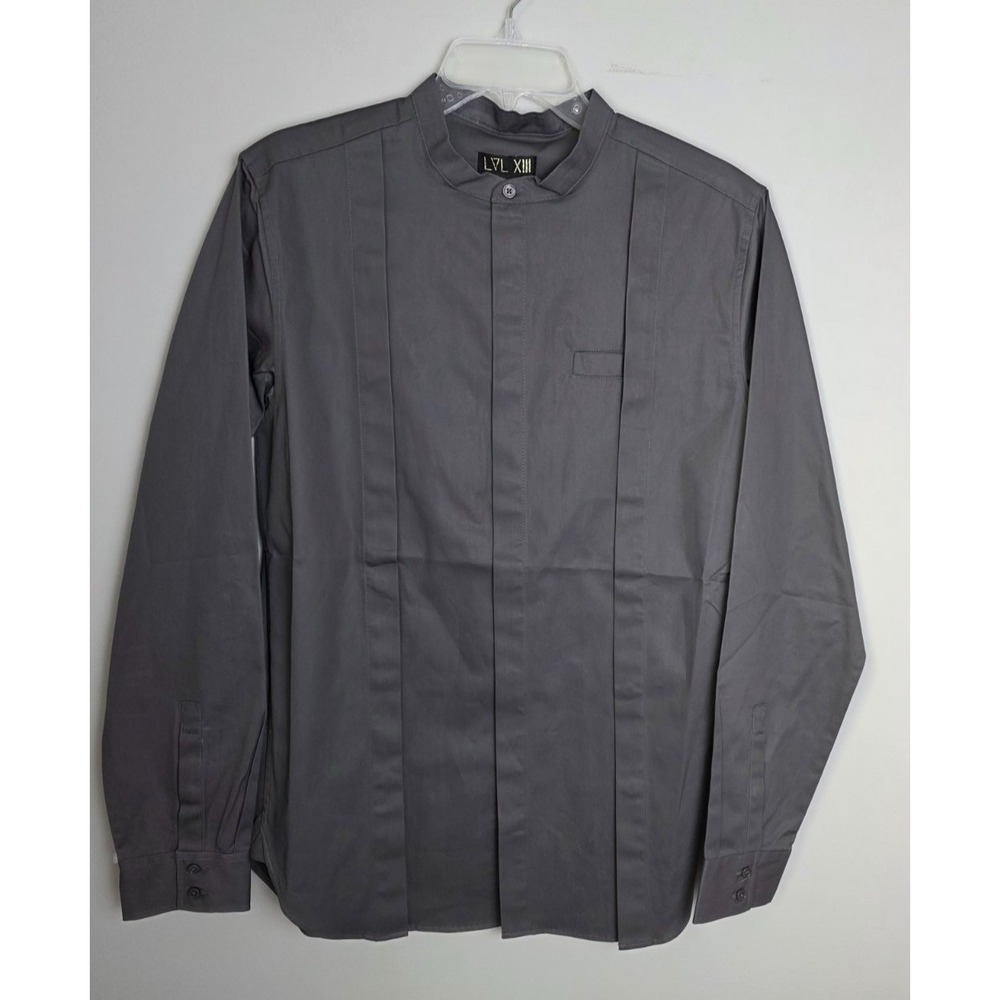 LVL‎ XIII Designer $225 Shirt Men's Size M Gray Button-Up Collar Long Sleeve